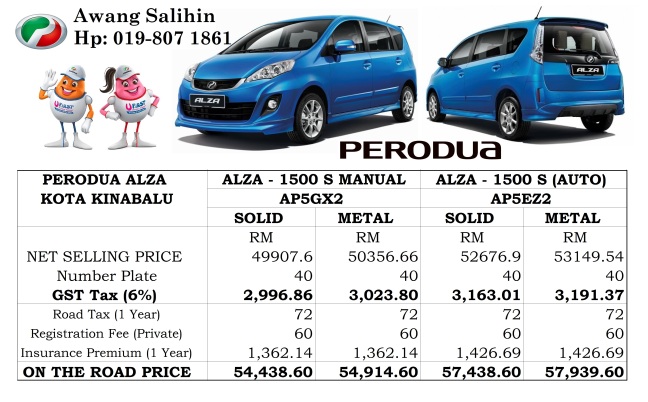 Perodua Sabah  Katalog harga perodua Alamesra Kota 
